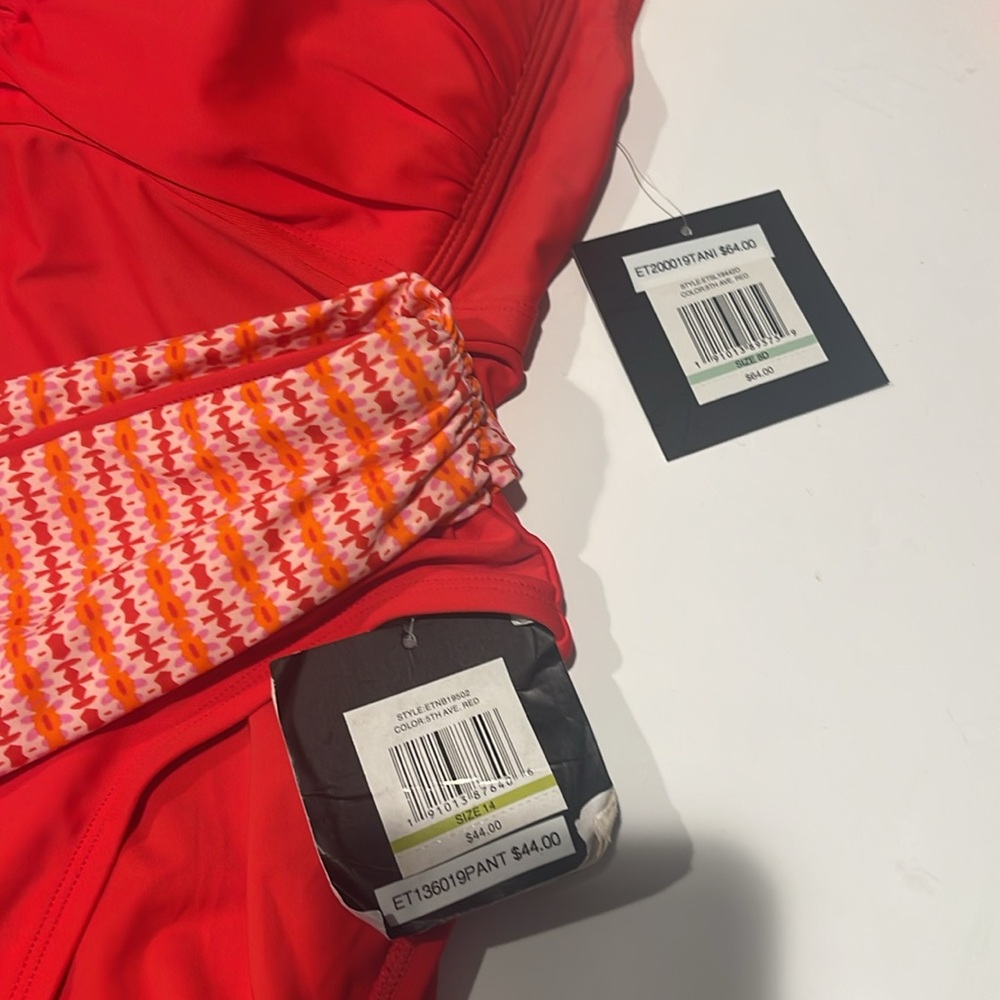 Ellen Tracy NWT tankini set coral orange peach 8D top 14 bottoms - Picture 4 of 5